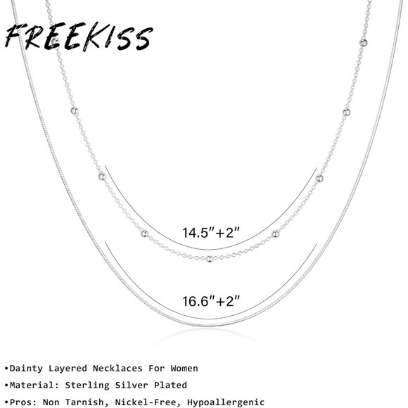 Freekiss Herringbone Necklace Sliver Bress Chain Choker Necklaces Jewelry Gift - Picture 5 of 7